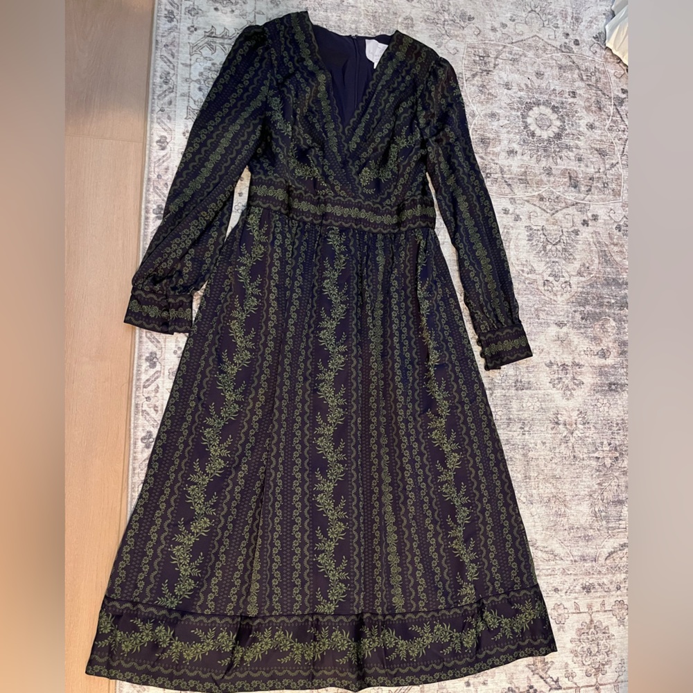 Gal Meets Glam Purple Dress with Green Floral Design